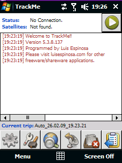 Main screen of TrackMe